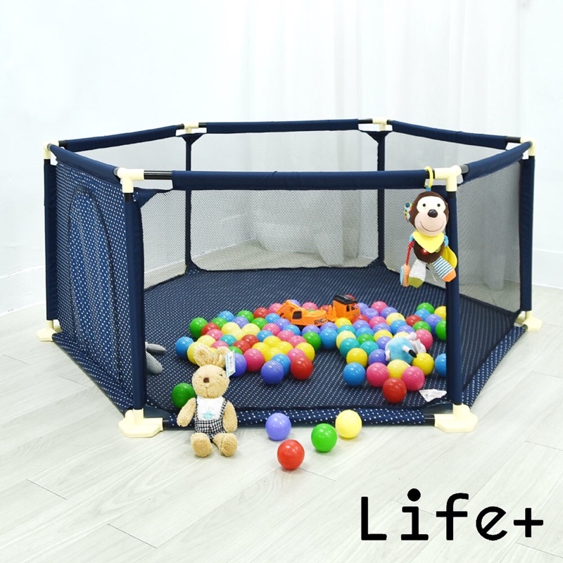 Life Plus 貝得力兒童安全防護圍欄/遊戲床 加大款(藍色)