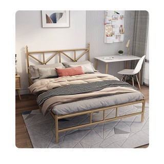 折疊床 鐵藝床1.8米現代簡約鐵架床加厚宿舍單人雙人床輕奢1.5米床架鐵架