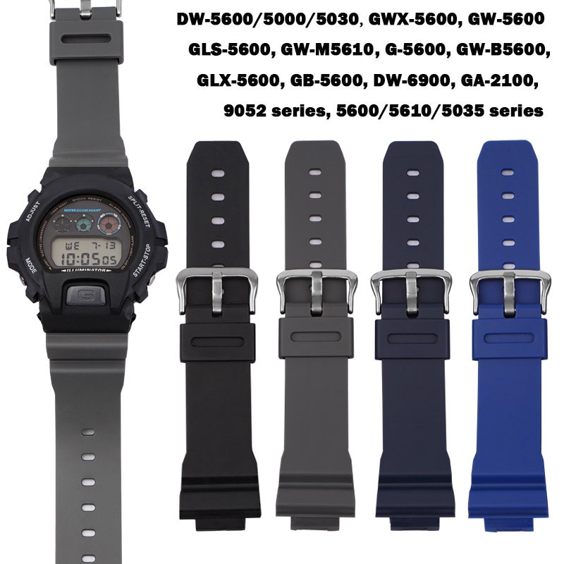 16mmx26mm 橡膠錶帶男士運動矽膠錶帶, 適用於Casio DW-5600 GW-M5610 G-5600 GW-