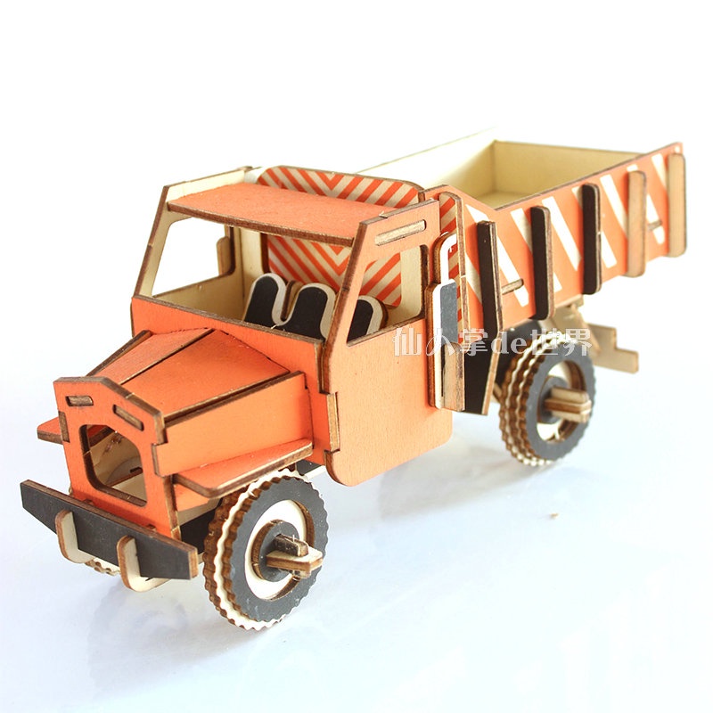 🔥低價免運🔥拼裝玩具#六一兒童節小禮物立體拼圖3d模型木頭拼裝模型木制小汽車組裝玩具