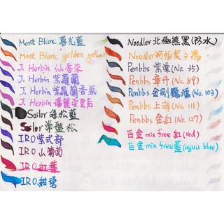 nJ. Herbin,Sailor, IRO, Noodler, 白金Mix free分裝墨水
