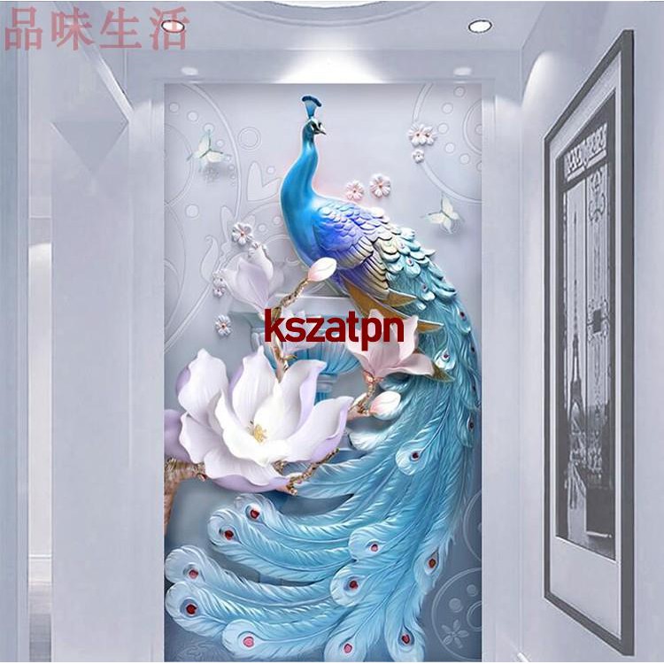 橘子 果醬3d立體浮雕孔雀墻紙壁畫玄關壁紙客廳電視背景墻壁畫餐廳過道走廊 蝦皮購物