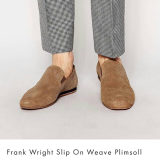 Frank Wright 全新真皮 slip on weave plimsoll 7號