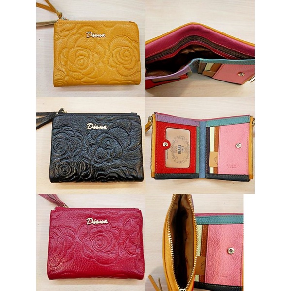 🎀【DIANA JANES】黛安娜多功能短夾  玫瑰花/倖運草【🚩拉鏈頭：不固定】零錢包🔫快速出貨