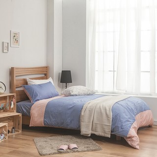 戀家小舖 台灣製床包 單人床包 床單 藍粉 100%精梳棉 床包枕套組 簡單生活 經典 素色
