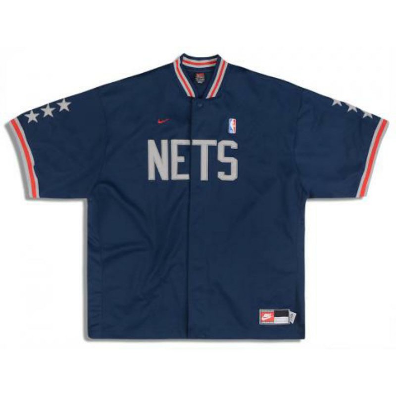 (二手)NIKE NBA Brooklyn NETS 籃網隊 熱身衣 練習衣 美式 棒球衣 球衣外套 復古 古著 老品