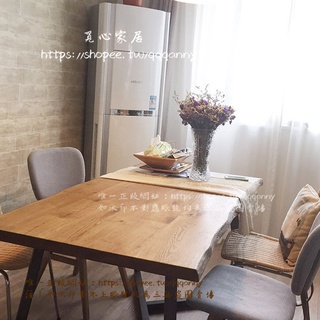 <覓心家居>北歐風實木餐桌工業風鐵藝輕奢咖啡桌loft復古簡約原木洽談桌茶桌