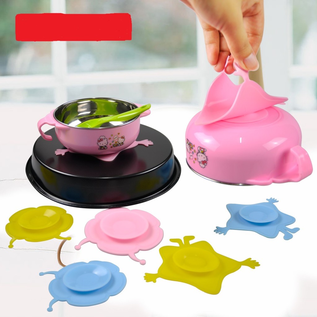 嬰兒童餐具吸盤貼 寶寶碗吸盤碗雙面吸盤魔力矽膠吸盤 防滑吸碗墊(不挑款)