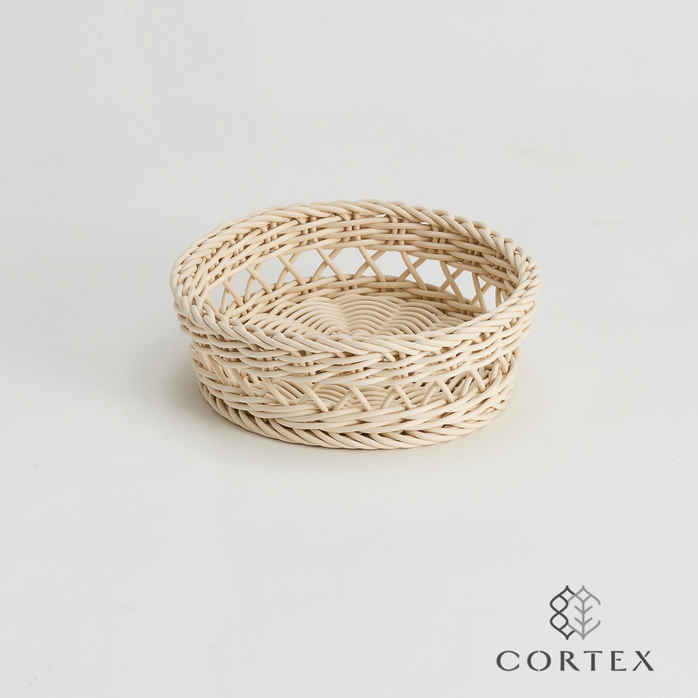 CORTEX 編織籃 仿籐籃 中空圓型 W20 米白色