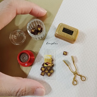 袖珍迷你模擬模型微縮黏土食玩巧克力塊情人節愛心巧克力