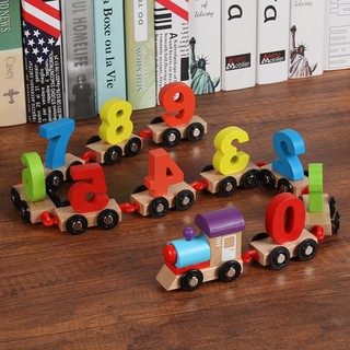 嬰兒兒童玩具✳✌兒童木質數字小火車拼裝組合早教木制拖拉智力積木玩具車1-3-6歲11