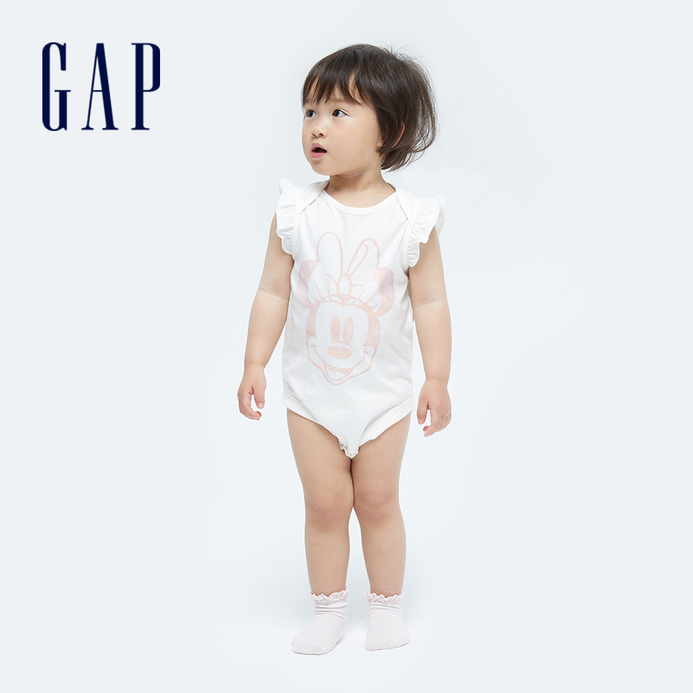 Gap 嬰兒裝 Gap x Disney迪士尼聯名 純棉包屁衣-白色(682758)