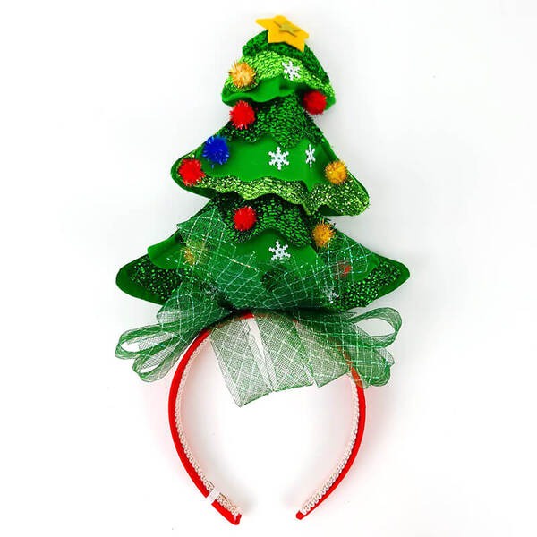 派對城 現貨【豪華聖誕樹髮箍】 歐美派對 派對裝飾 穿戴 派對帽聖誕節 聖誕佈置 派對佈置 拍攝道具
