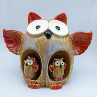 展翅貓頭鷹存錢筒 貓頭鷹家族撲滿 owl居家擺飾 生日禮物 店面裝飾