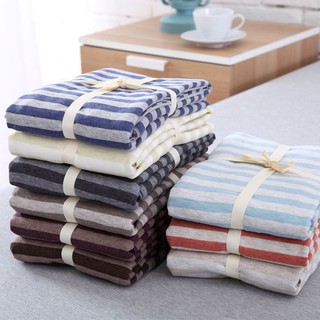 全棉針織棉枕頭套 簡約日式條紋純棉單人天竺棉枕套