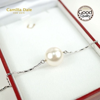 CamillaDale 14mm單顆水晶珍珠鎖骨項鍊 採用施華洛世奇水晶元素