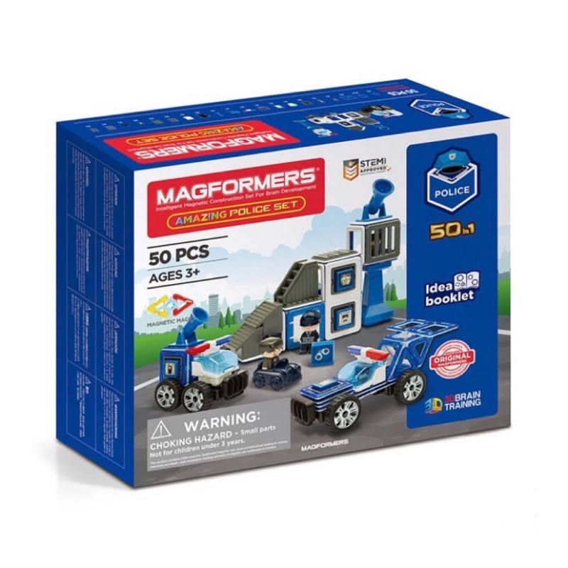 （獨家福利品）Magformers 磁性建構片-創意警車50片組