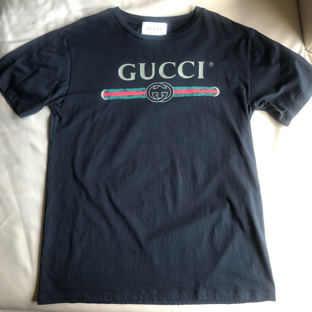 保證正品 GUCCI 黑色 復古版 短袖T恤 短T SIZE L