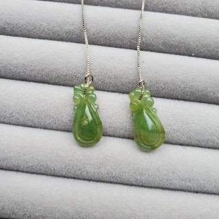 °☆ 珮齊精品舖 ☆° 天然緬甸玉翡翠【A貨】冰綠帶灑紅福貝耳線 925銀耳環耳墜 吉祥如意 福在眼前 U1217573