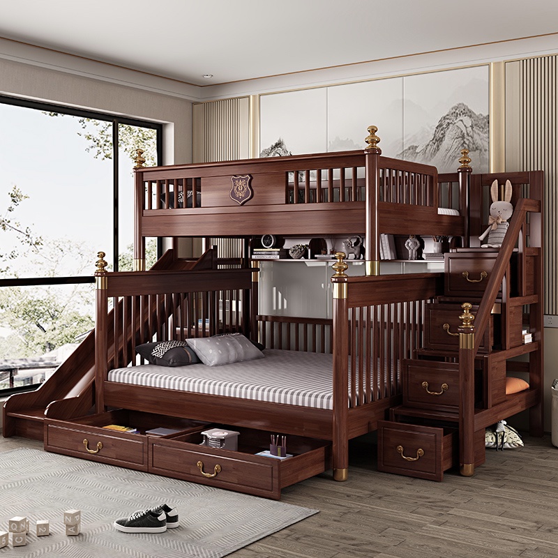 【hi612520412】1.8米新中式實木高低床雙層床上下床成人上下床可拆分二層子母床