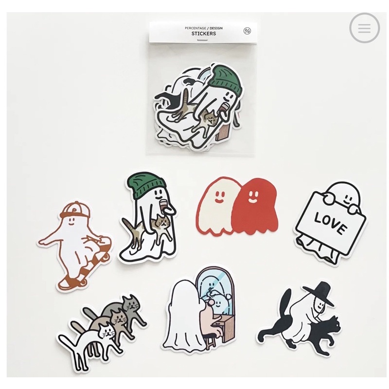 現+預 多款 韓國文創 Percentage 鬼魂貼紙 幽靈貼紙 貼紙 南瓜鬼魂 防水貼紙 小精靈貼紙 衝浪鬼魂