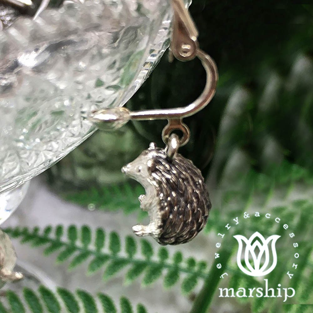 Marship 台北ShopSmart直營店 日本銀飾品牌 可愛刺蝟耳環 925純銀 古董銀款 夾式耳環