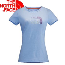 【The North Face 女款 LOGO短袖T恤 粉藍】 NF00CE1Z/短袖/T恤/悠遊山水