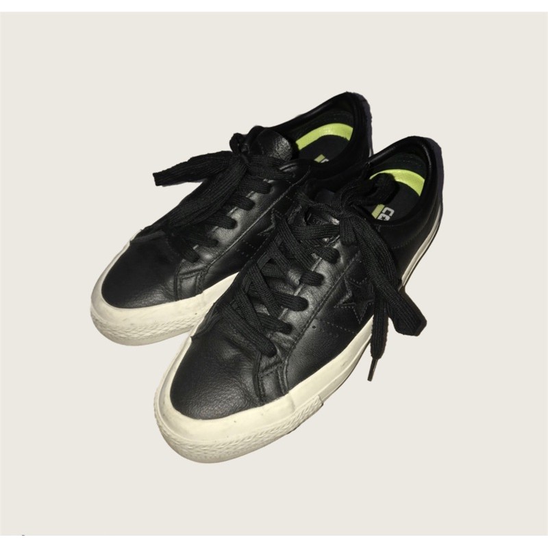 (二手）CONVERSE ONE STAR LUNARLON 荔枝紋 氣墊 黑色 尖頭 155548C