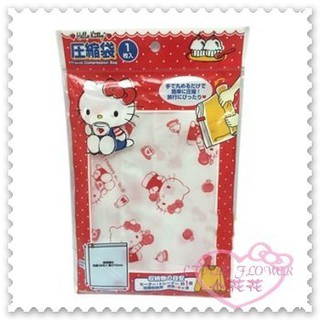 ♥小公主日本精品♥Hello Kitty 衣物壓縮袋收納袋滿版圖站姿蘋果牛奶紅色透明居家必備1枚入日本限定 (預購)