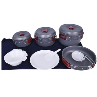 【犀牛 RHINO】K-5 五人鋁合金套鍋,材質超輕,耐熱耐磨~ K5 餐具組 鍋碗盤匙 折疊鍋