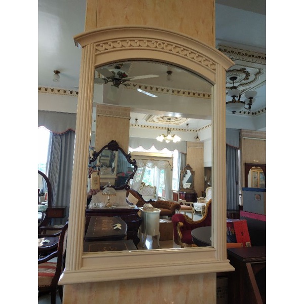 （倉庫新品 展示新品 二手價 降價出清） 法式 實木 梳妝鏡 桌鏡 大鏡子 玄關鏡 全身鏡