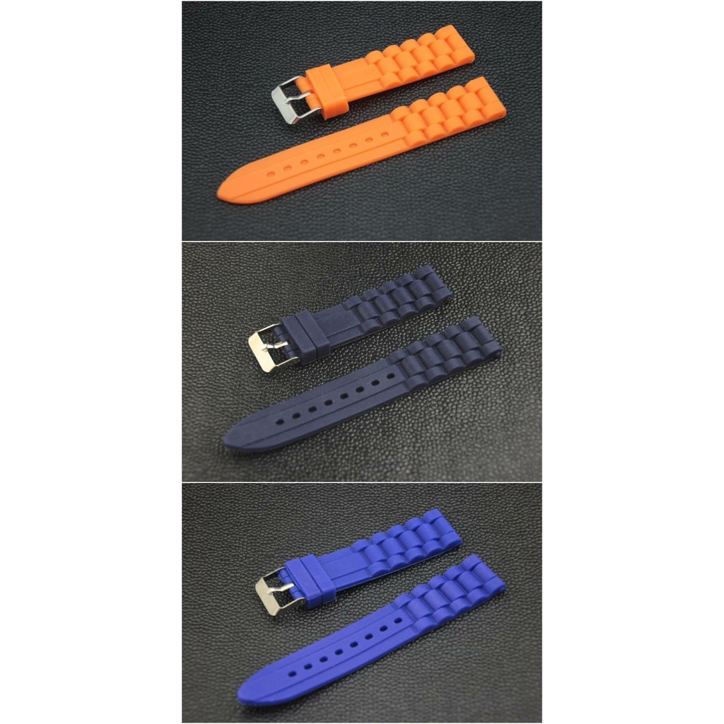 超值silicone 20mm矽膠錶帶不鏽鋼錶扣,雙錶圈 ck iwc seiko 深藍,寶藍,粉紅,橘色