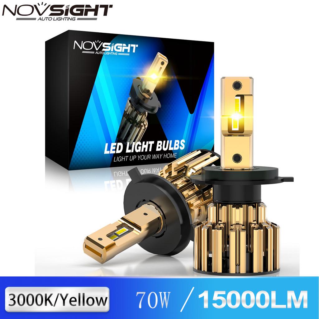 Novsight 最新 F03Y H4 汽車 LED 大燈 3000K 黃光 70W 15000LM 迷你汽車 LED