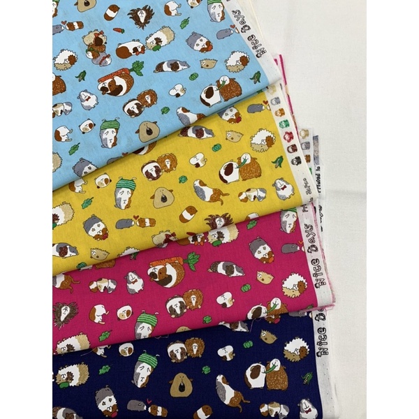【大同布行】日本進口布 100%純棉布 薄棉布 可愛天竺鼠 倉鼠 適用於抱枕、衣褲、桌巾、佈景、手作、文青