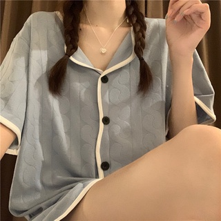 Jru 睡衣 居家服 女裝 日系睡衣 女 薄款短袖短褲套裝 爆款ins風高顏值新款寬松大碼家居服