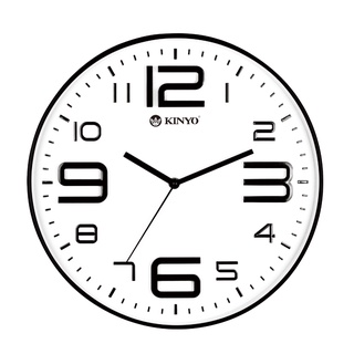 含稅一年原廠保固 KINYO簡約浮雕14吋靜音掛鐘(CL-141)