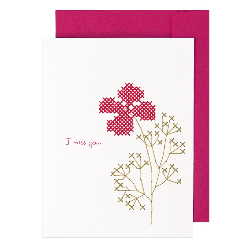 【繡XiuCrafts】我在想你-卡片 十字繡材料包 | 刺繡 繡花 花卉卡 雷射卡 DIY材料包