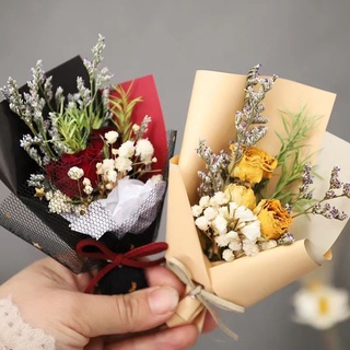 🐼大熊派對🎁批發迷你乾花花束勿忘我玫瑰雛菊混搭永生花伴手禮拍照道具情人節 禮物 永生花 禮盒 乾花