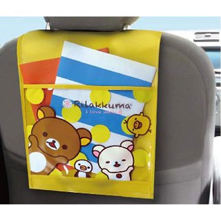車之嚴選 cars go 汽車用品【RK162】日本Rilakkuma懶懶熊拉拉熊頭枕桿固定式後座多功能置物袋