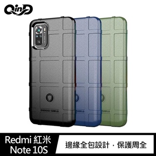 QinD Redmi 紅米 Note 10S 戰術護盾保護套 TPU 手機殼 鏡頭加高