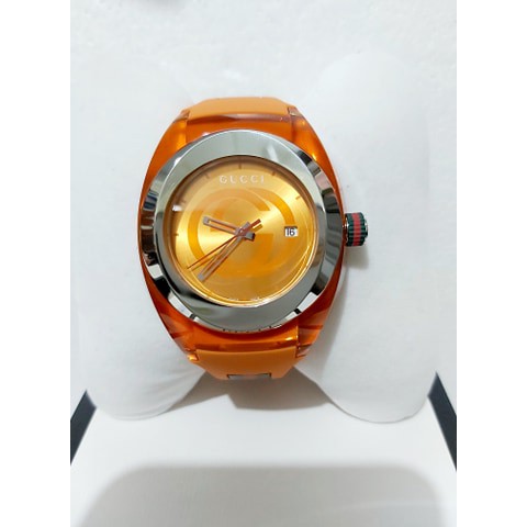 193.GUCCI 古馳 手錶 SYNC 46mm ETA機芯 雙G 運動  YA137108 橘色19000