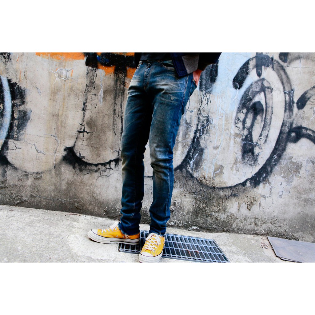 YSL Saint Laurent Skinny Jeans 日本製 純棉 錐形 丹寧 復古 刷舊 牛仔褲