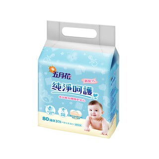 五月花 嬰兒柔濕巾 有蓋超厚型 80抽 3入/組保存期限至2024年12月