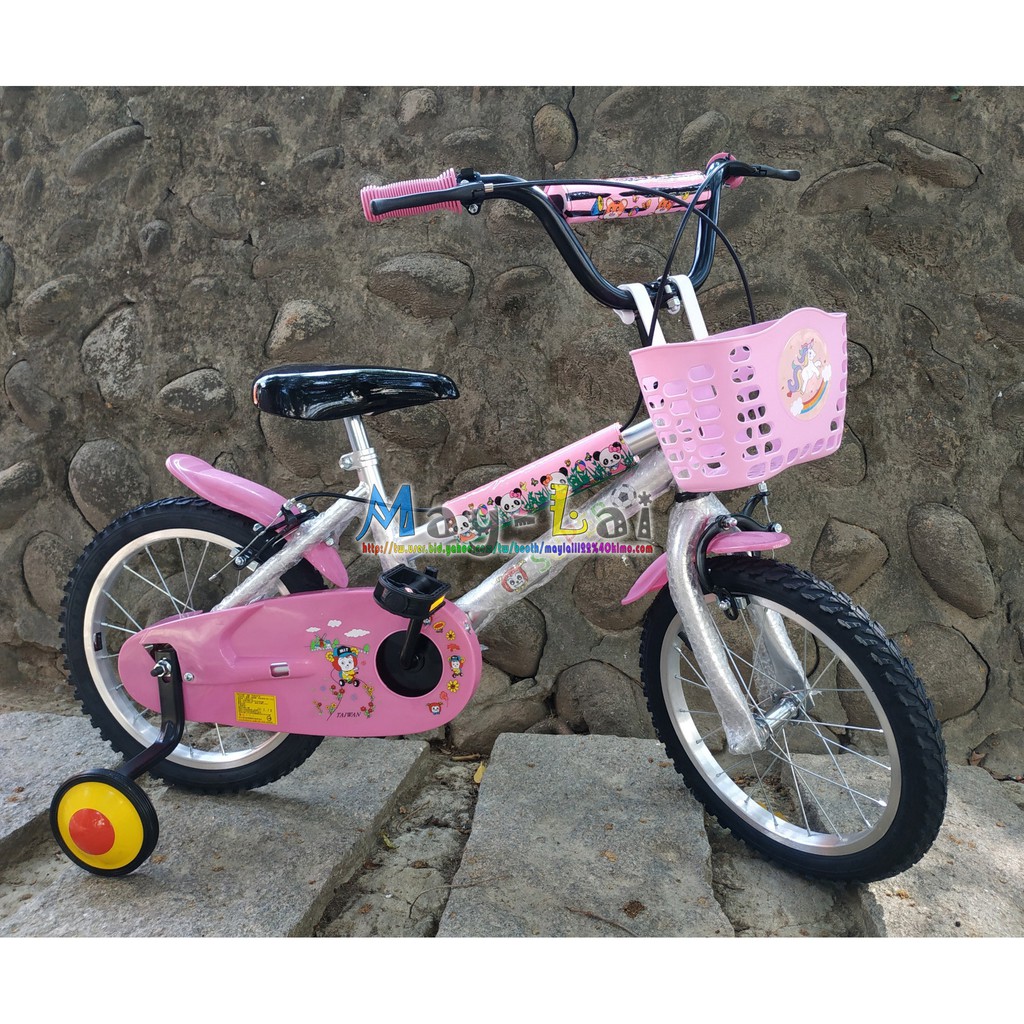 兒童腳踏車 ◎臀寬座墊 打氣輪 ◎組好出貨 MIT台灣製 ☆美來2☆ 黑座 熊貓 16吋 腳踏車 掛藍.雙管加強.輔助輪