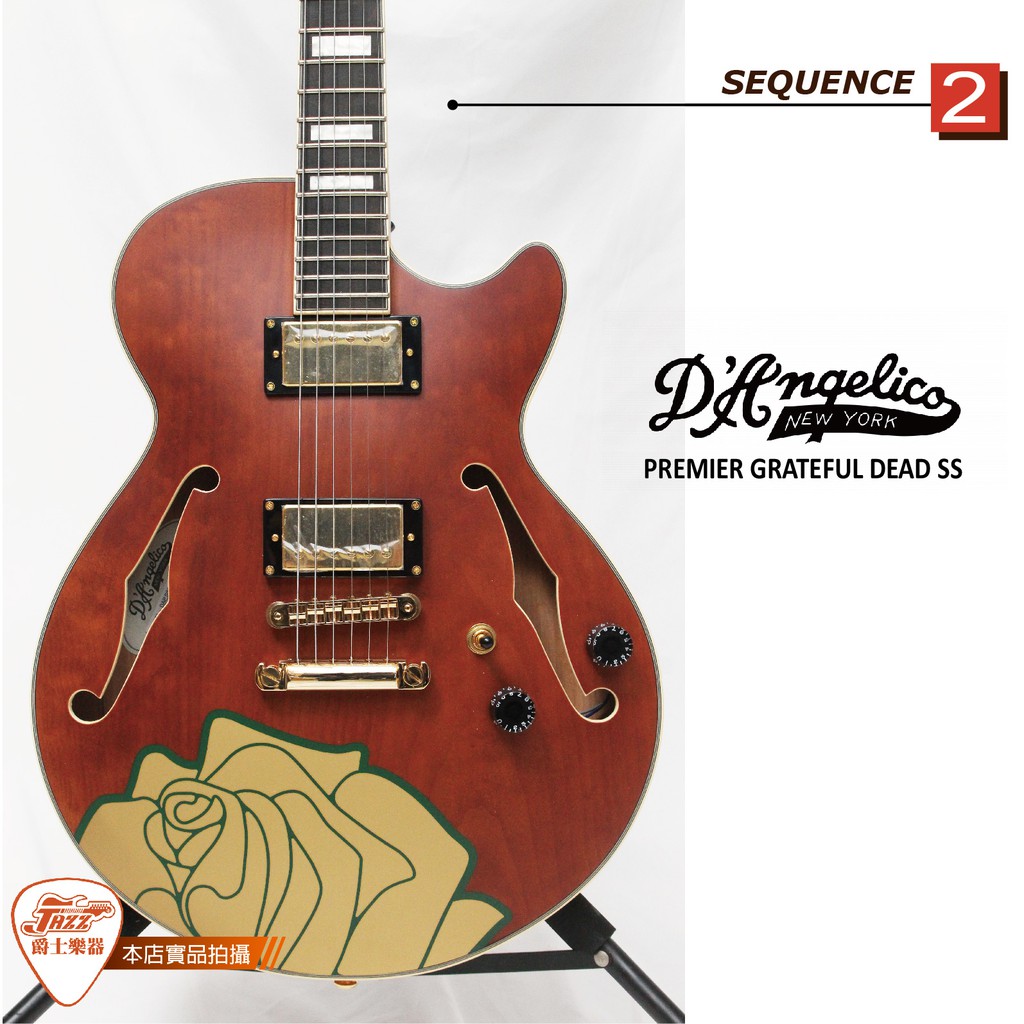 【爵士樂器】公司貨 D'Angelico PREMIER GRATEFUL DEAD SS 半空心 爵士吉他 電吉他