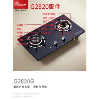 櫻花牌 瓦斯爐 G2820 配件