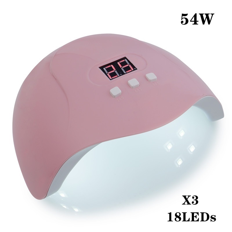 54w 粉色美甲燈 18LED 用於快乾固化所有指甲油 USB 連接器美甲機光療燈工具