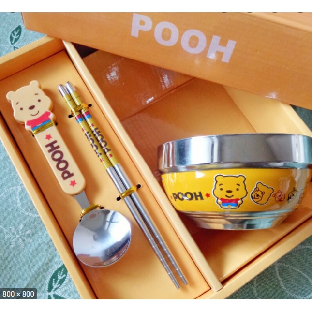 🏆🎁好運店🎁迪士尼 Disney 小熊維尼 Pooh 美耐用餐具3件組禮品禮盒兒童不鏽鋼野餐居家生活限量精品組盒