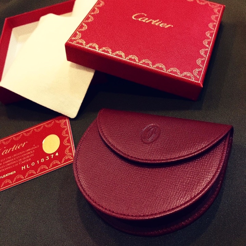 Vintage Cartier Coin Purse Burgundy Red  卡地亞半月零錢包