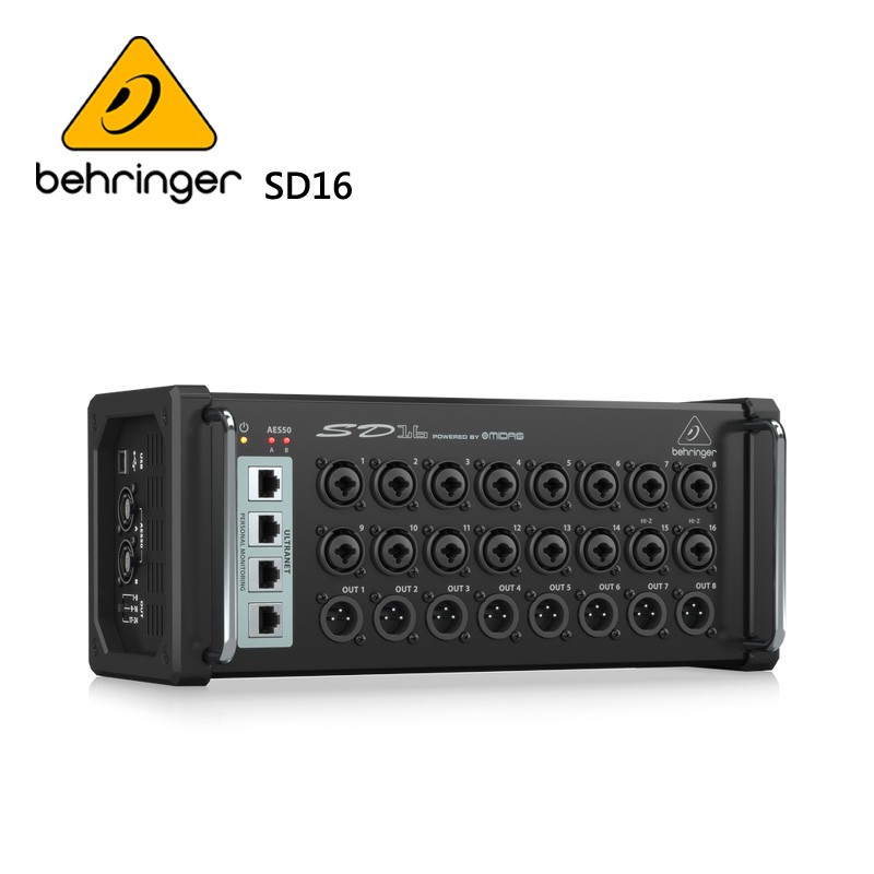 BEHRINGER SD16 數位混音器網路接線盒 (隨附機架耳和保護緩衝器)